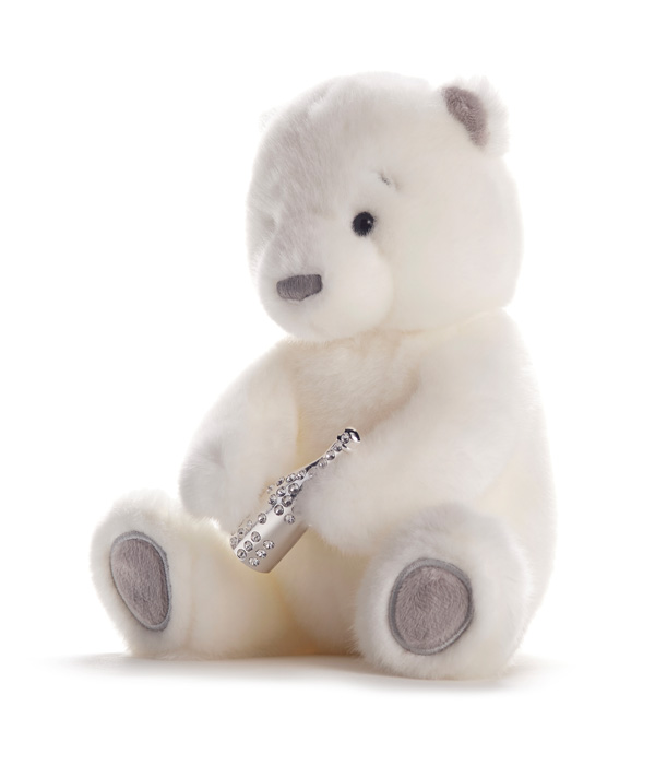 BAILEY BEAR  CHIC & LOVE 20 WITH CHAMPAGNE BOTTLE WITH REAL SWAROVKSI STONES