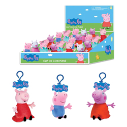 PEPP PIG PLUSH CLIP ON'S WITH ZIPPER 13.5