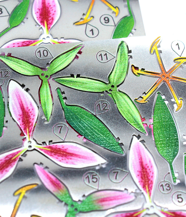 VERGISSMEINNICHT, WACHSBLUME, ROSE & LILIE - 3D MODELL AUS METALL DIY