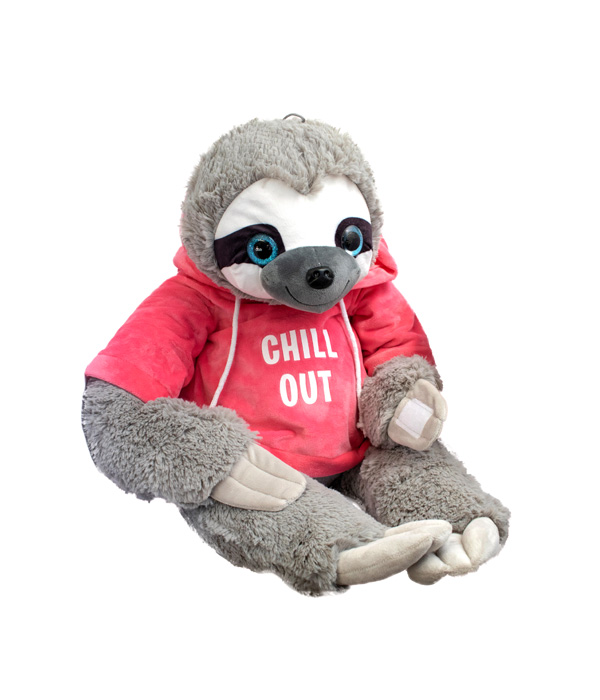 SLOTH WITH T-SHIRT 25 CM - 3 ASSORTED T-SHIRTS