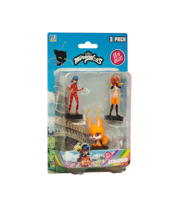 MIRACULOUS STAMP WITH 3D FIGURE - 3 PCS SET