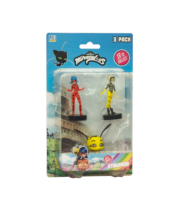 MIRACULOUS STAMP WITH 3D FIGURE - 3 PCS SET