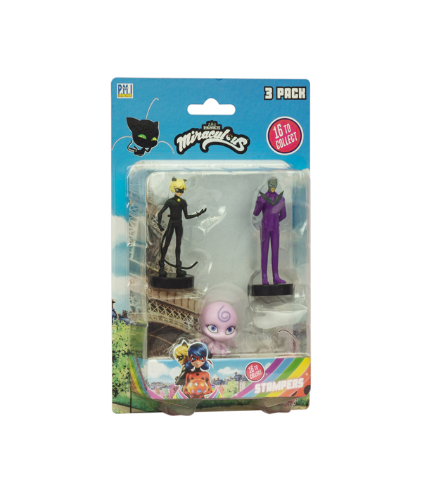 MIRACULOUS STAMP WITH 3D FIGURE - 3 PCS SET