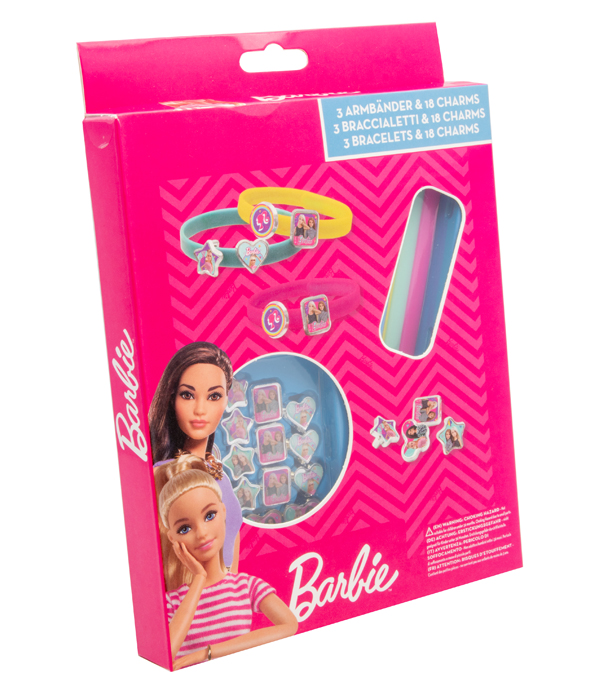 BARBIE 3 BRACCIALI DI PLASTICA CON 18 CIONDOLI