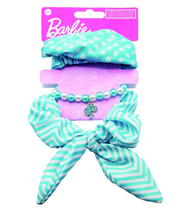 BARBIE PEARL BRACELET SET WITH PENDANT, ELASTIC BAND AND HAIR BAND 