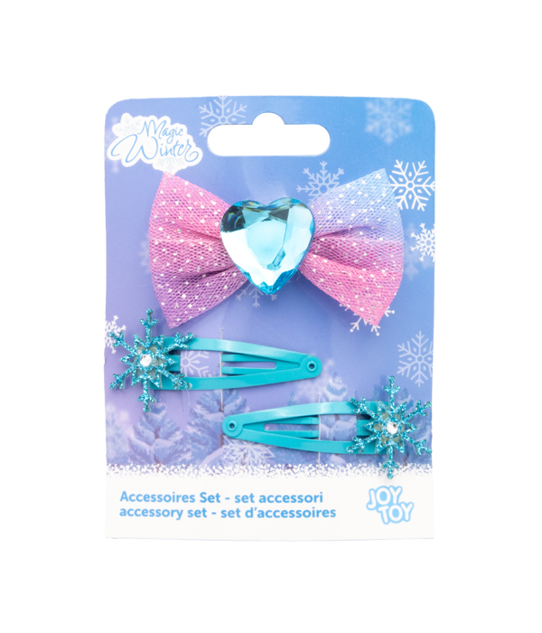 MAGIC WINTER SET DI ACCESSORI PER CAPELLI CON FIOCCO E DUE FERMAGLI PER CAPELLI 