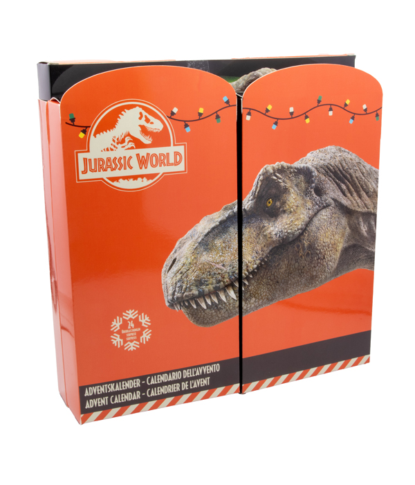 CALENDARIO DELL'AVVENTO JURASSIC WORLD CON ACCESSORI, CLIP, SLAPBANDS 