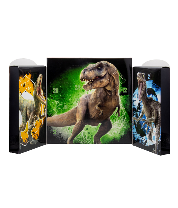 CALENDARIO DELL'AVVENTO JURASSIC WORLD CON ACCESSORI, CLIP, SLAPBANDS 