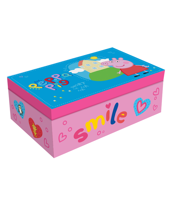 PEPPA PIG JEWELERY BOX WITH ACCESSORIES: BRUSH, 2 HAIR CLIPS, RING, 2 ELASTIC BANDS, HAIR TIE 