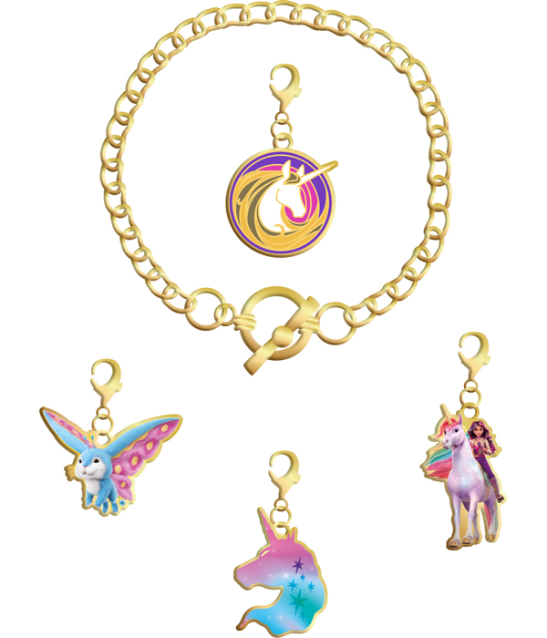 UNICORN ACADEMY ARMBAND MIT 4 VERSCHIEDENEN CHARMS