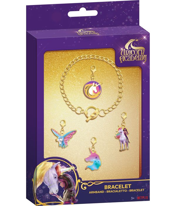 UNICORN ACADEMY ARMBAND MIT 4 VERSCHIEDENEN CHARMS