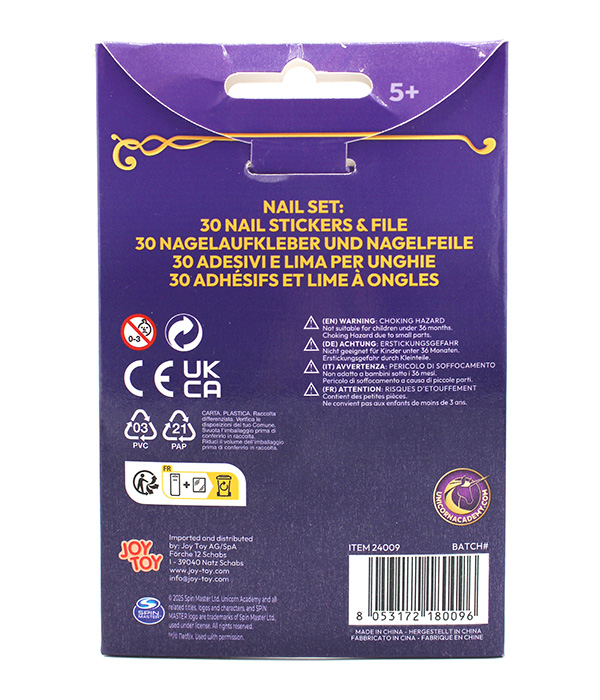UNICORN ACADEMY 30 NAIL STICKERS AND NAIL FILE