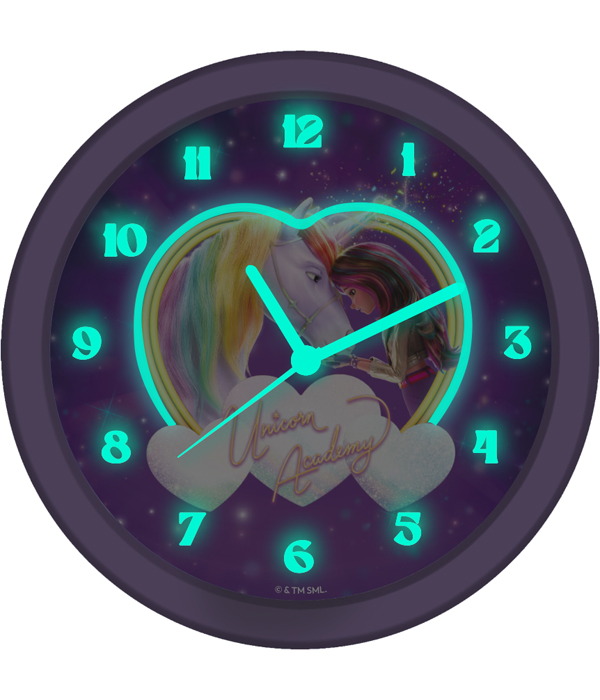 OROLOGIO DA PARETE UNICORN ACADEMY CON LUCE AL BUIO