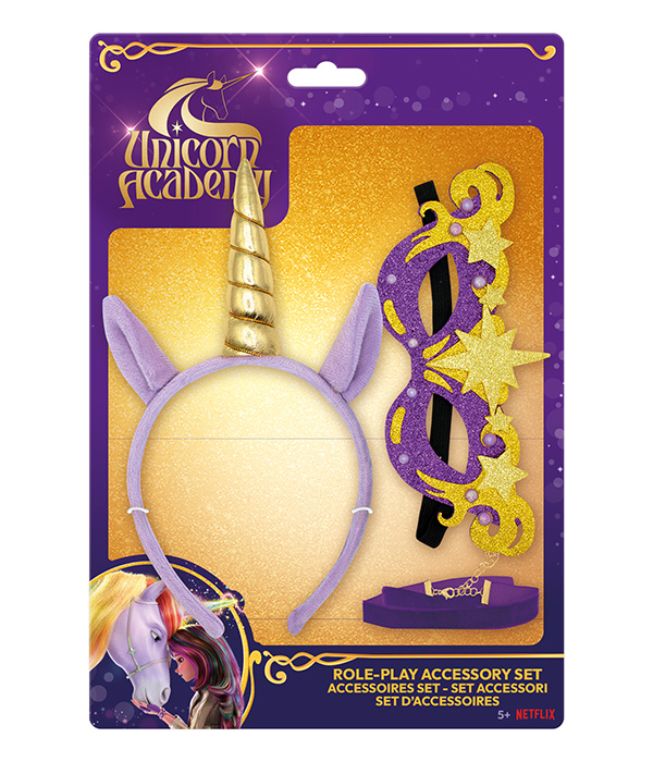 SET UNICORN ACADEMY: FASCIA PER CAPELLI, MASCHERA, COLLANA