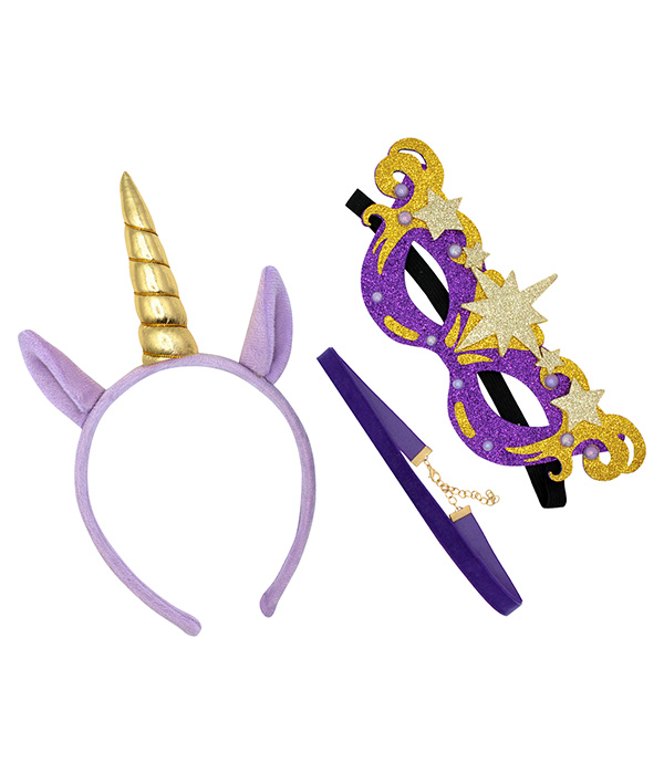 SET UNICORN ACADEMY: FASCIA PER CAPELLI, MASCHERA, COLLANA