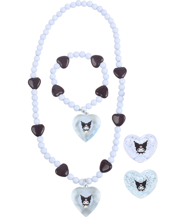 KUROMI SCHMUCKSET: ARMBAND, KETTE UND 2 RINGE