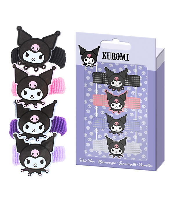 KUROMI  4 ZÖPFCHENHALTER IN GESCHENKPACKUNG 5X15 CM