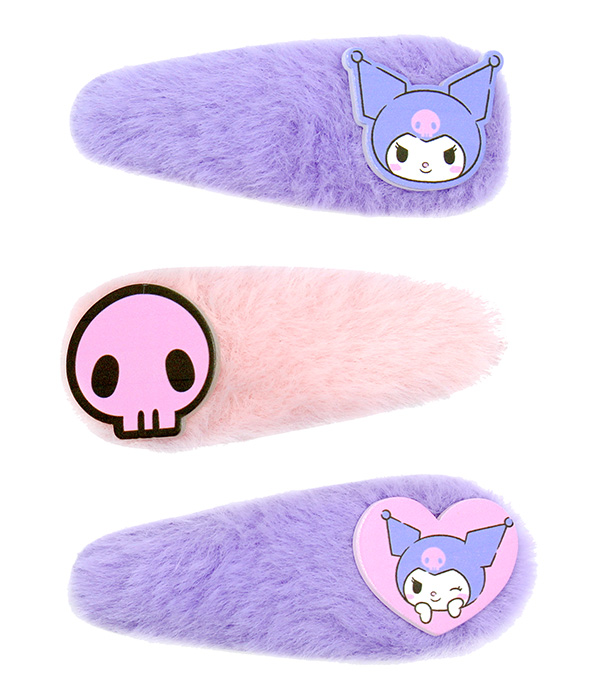 KUROMI 3 FERMAGLI PER CAPELLI IN PELUCHE