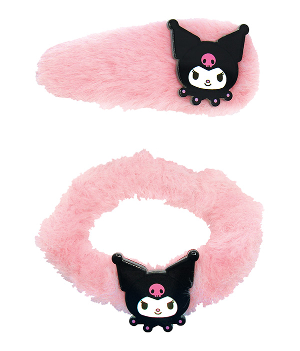 KUROMI PLÜSCH HAARBAND UND HAARSPANGE MIT FIGUR