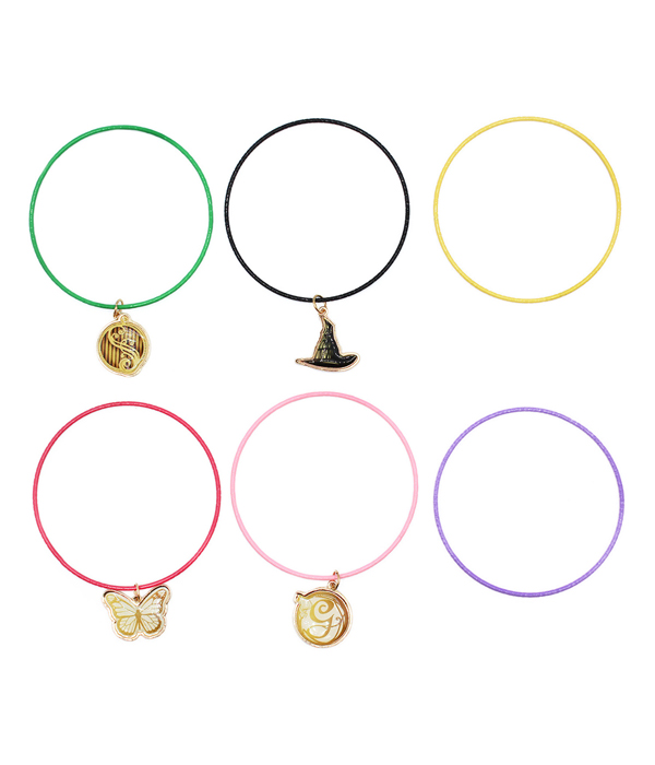 WICKED BANGLE SET - 6 METALLARMBÄNDER MIT 4 CHARMS 