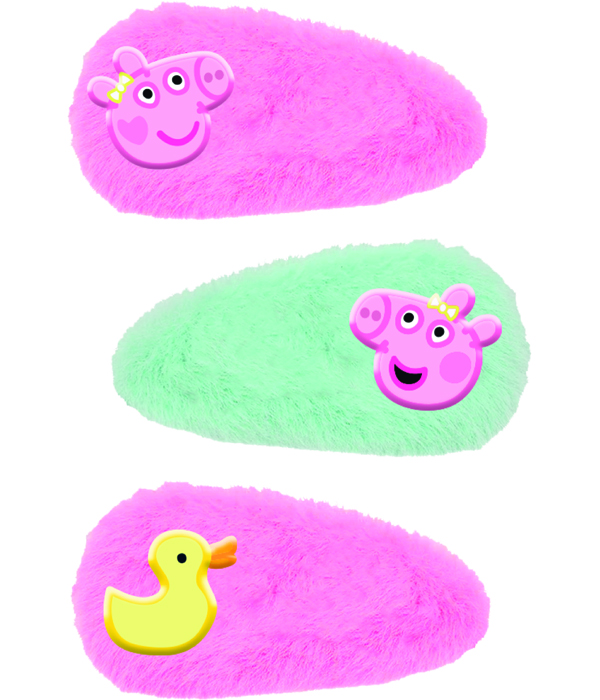 PEPPA PIG 3 PLÜSCH HAARCLIPS  - AUF BACKERCARD