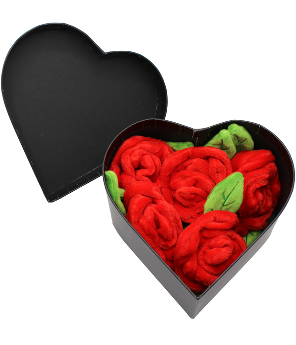 5 PLUSH ROSES IN HEART PACKAGING 17X17X8 CM