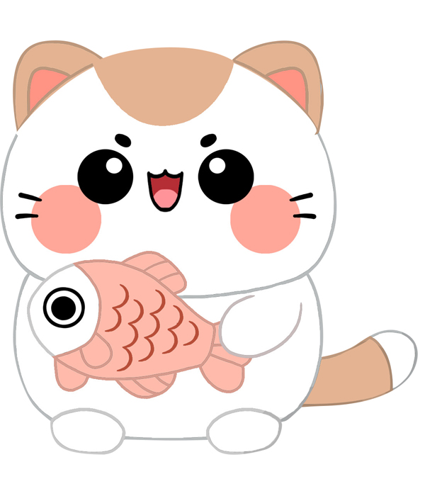 FUNNY CAT MIT FISCH - 25 CM PLÜSCH