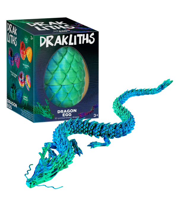 DRAKLITHS 3D PRINT FIDGET TOYS DINO EGG WITH DRAGON 7X7X9