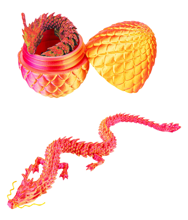 DRAKLITHS 3D PRINT FIDGET TOYS DINO EGG WITH DRAGON 7X7X9