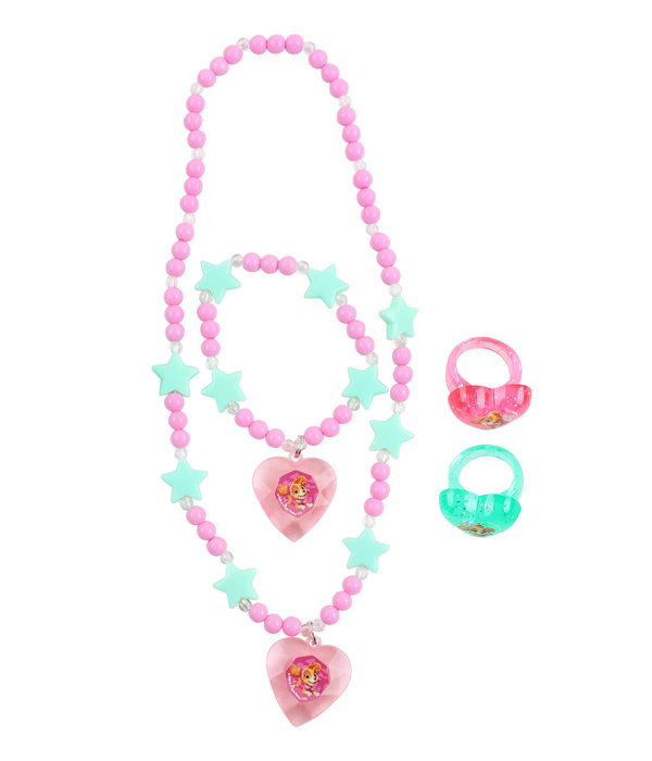 PAW PATROL GIRLS JEWELRY SET: 1 BEAD BRACELET, 1 BEAD NECKLACE