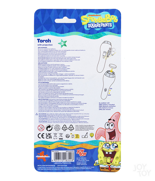SPONGEBOB PROJECTION FLASHLIGHT WITH 4 DESIGNS