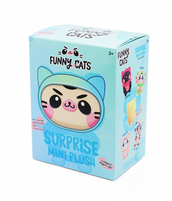 FUNNY CATS MINI PLUSH CLIP-ON 14CM IN SURPRISE BOX 4 MOT