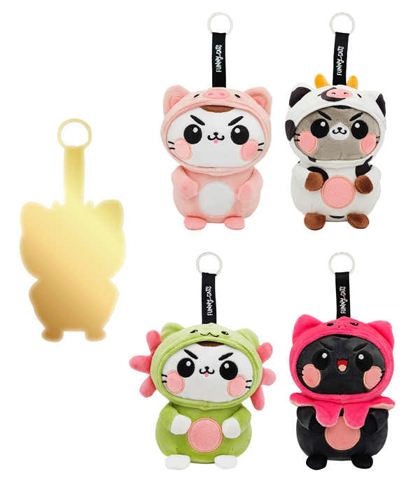 FUNNY CATS MINI PLUSH CLIP-ON 14CM IN SURPRISE BOX 4 MOT