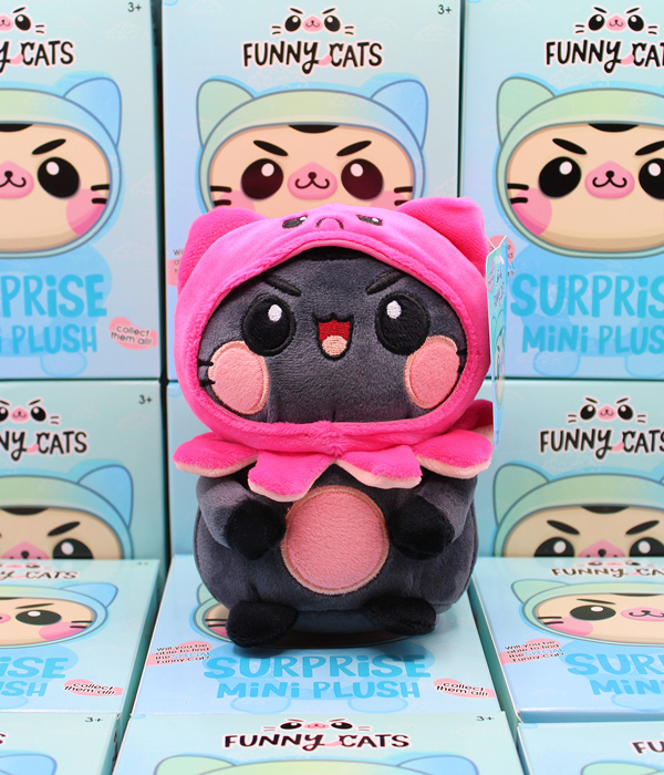 FUNNY CATS MINI PLUSH CLIP-ON 14CM IN SURPRISE BOX 4 MOT