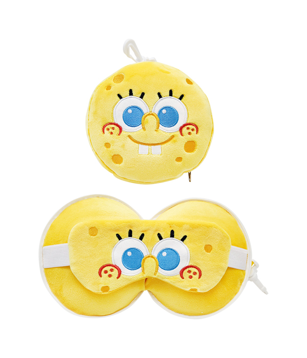 CUSCINO DA VIAGGIO 2 IN 1 SPONGEBOB CON CUSCINO E MASCHERINA PER GLI OCCHI