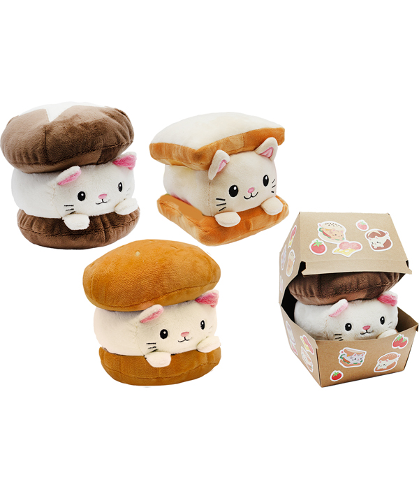 YUMMIE CATS BUN PLUSH 13 CM IN BURGER PACK
