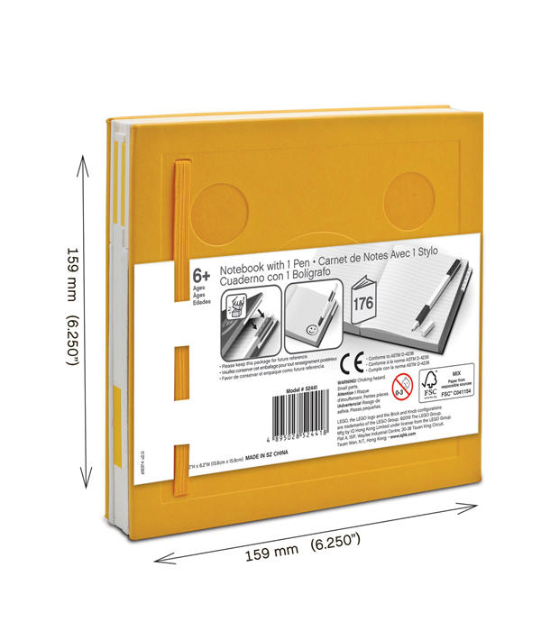 LEGO VERSCHLIEßBARES NOTIZBUCH MIT GELSTIFT  FARBE: GELB