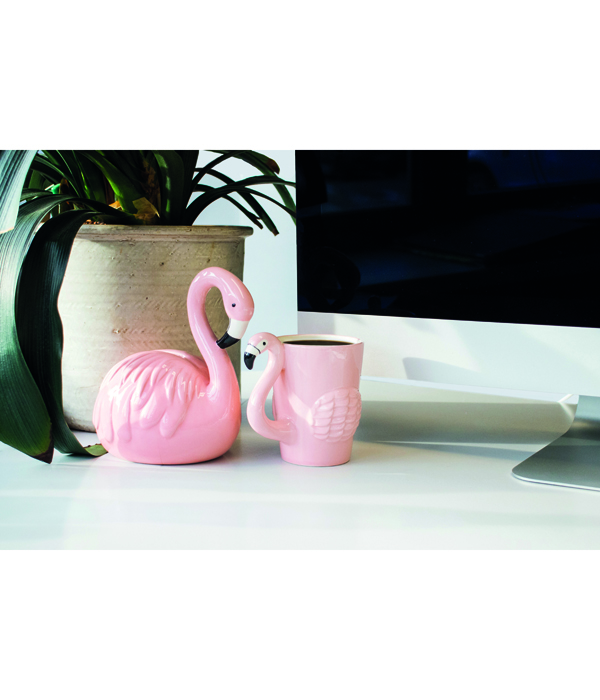 FLAMINGO SALVADANAIO IN CERAMICA CON RILIEVO 19X8X19 CM