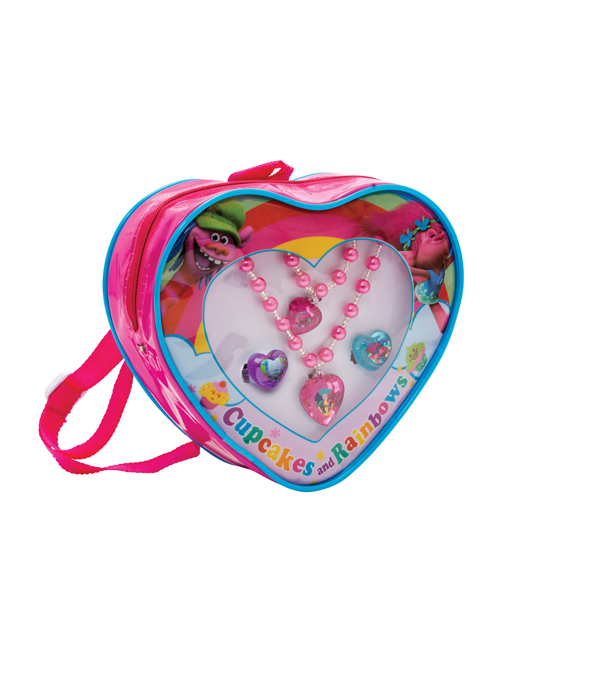 TROLLS JEWELLERY SET IN HEART-SHAPED BACKPACK