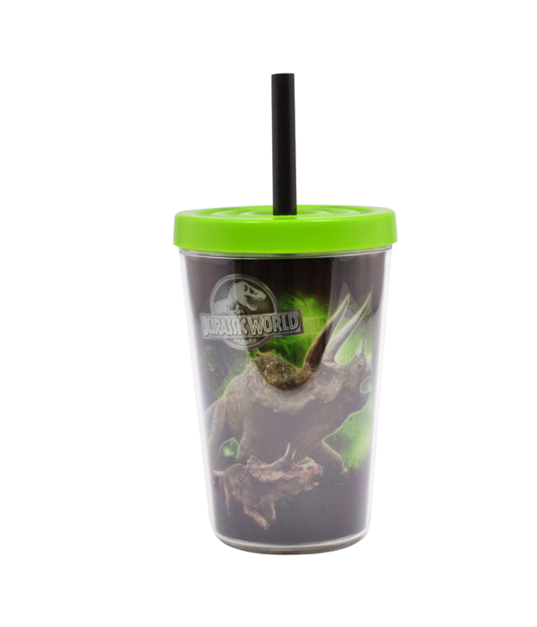 JURASSIC WORLD BICCHIERE CON COPERCHIO E CANNUCCIA