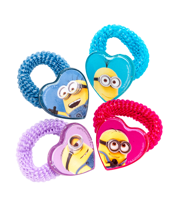 MINIONS 4 MOTIFS PONYTAIL HOLDER ON BACKER CARD