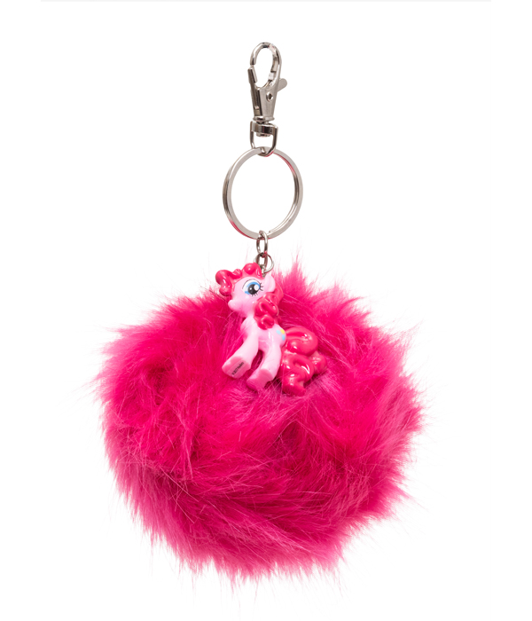 PINKIE PIE PORTACHIAVI CON CIONDOLO DI PELO E FIGURA IN 3D 