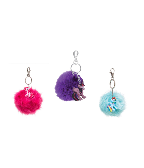 PINKIE PIE PORTACHIAVI CON CIONDOLO DI PELO E FIGURA IN 3D 