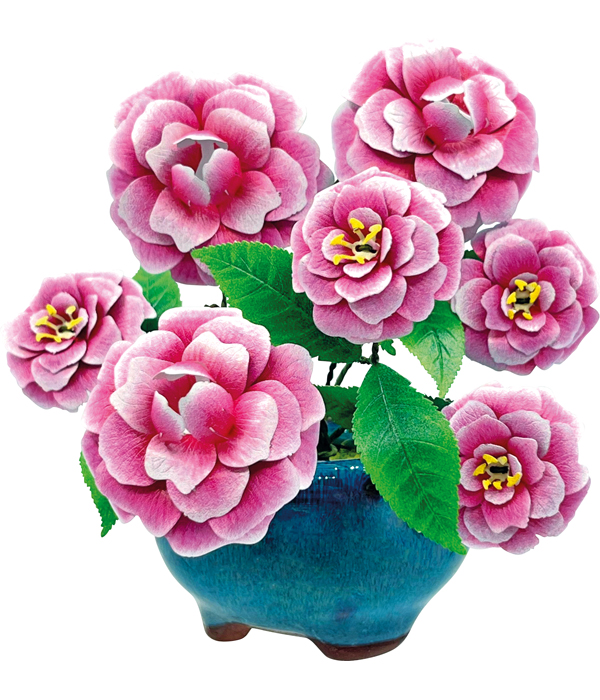 CAMELIA IN VASO DI FIORI - MODELLO 3D IN METALLO FAI DA TE