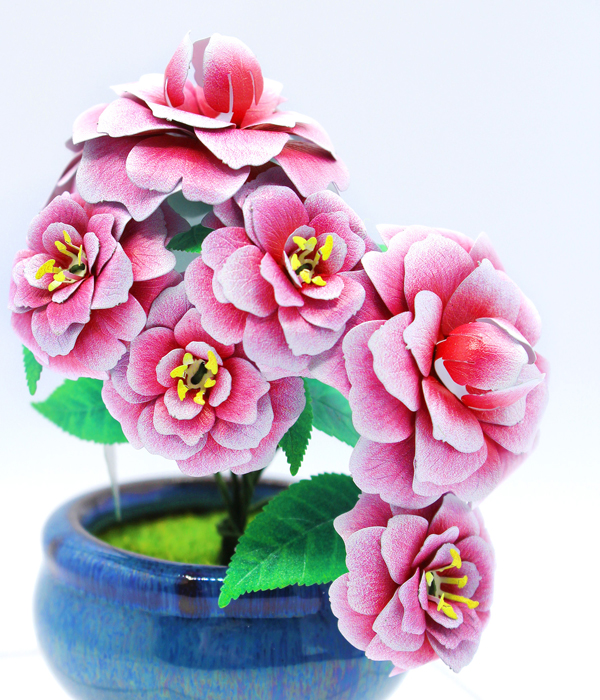 KAMELIE IM BLUMENTOPF - 3D MODELL AUS METALL DIY