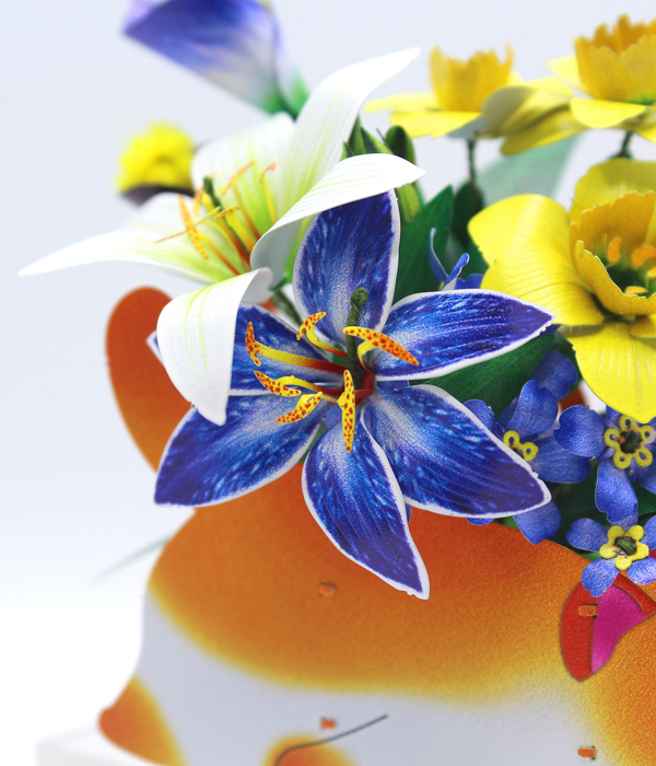 BLUMESTRAUß IN PALMENMANGUSTENVASE - 3D MODELL AUS METALL DIY