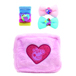 PEPPA PIG SET WITH 6 RUBBER BANDS, 2 PLUSH HAIR CLIPS AND PLUSH BEAUTY BAG ON BACKERCARD 14.5X2X21 CM