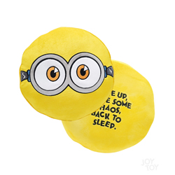 MINIONS 3 RUNDES PLÜSCHKISSEN BESTICKT AUF VOR-UND RÜCKSEITE